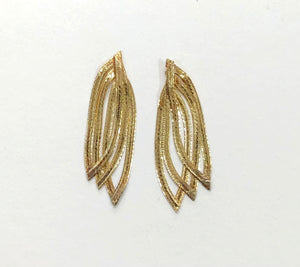 Pair of 14K Yellow Gold Herringbone Chain Earrings