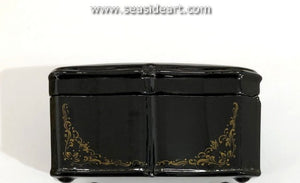 Vintage Black Lacquered Russian Box-"Carrying Water"