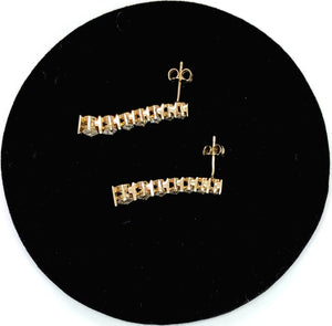 14K Yellow Gold Dangle Style Diamond Earrings