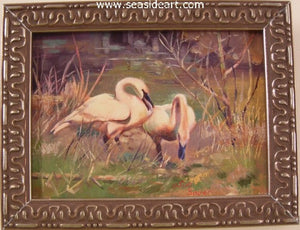 Two Swans by Sun Bauer - Seaside Art Gallery
