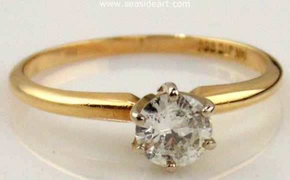 Diamond Engagement Ring 14kt Two Tone Gold- Size (7 1/4) by Jewelry - Seaside Art Gallery