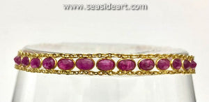 18K Yellow Gold Line Style Bracelet With Rubies