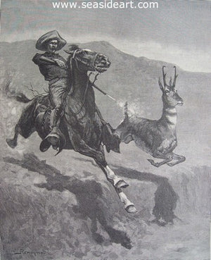 Hunting the Pronghorn Antelope in California by Frederic Sackrider Remington - Seaside Art Gallery
