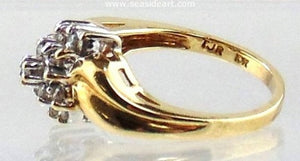 Diamond Cluster Ring 10kt Yellow Gold by Jewelry - Seaside Art Gallery