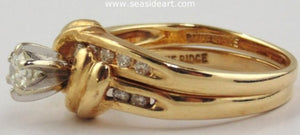 Diamond Wedding Ring Set 14kt Two Tone Gold by Jewelry - Seaside Art Gallery