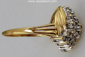 Diamond Cluster Style  Ring 14 kt Yellow Gold