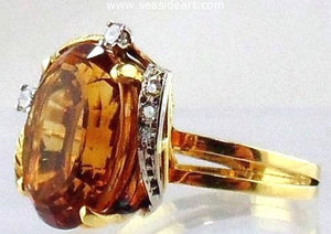 Citrine & Diamonds Ring 18kt Two-tone Gold by Jewelry - Seaside Art Gallery
