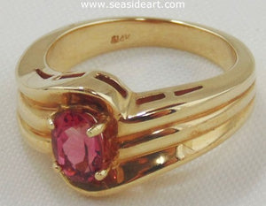 Pink Tourmaline Ring 14kt- Size 7 1/4