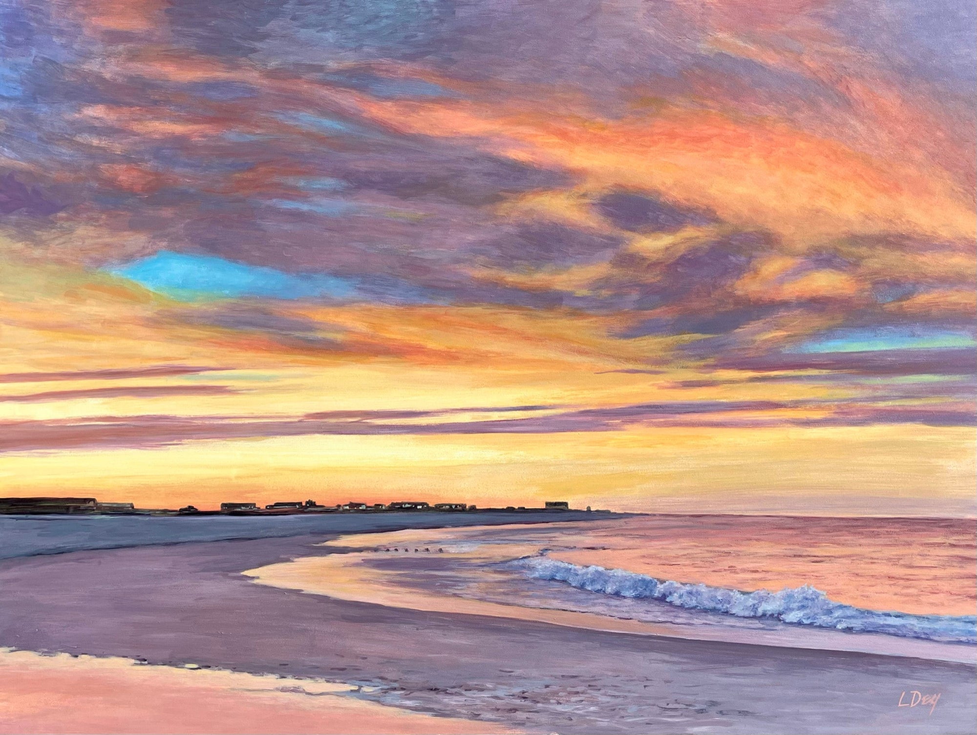 Evening on Avon Beach is an acrylic painting by Lorraine Dey.