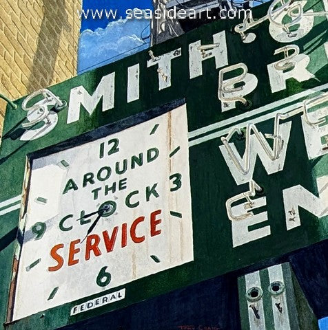 Around the Clock Service is a watercolor painting by Tony Craig.