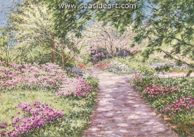 Azalea Walk is an original oil painting  by artist Karin Schaefers. 