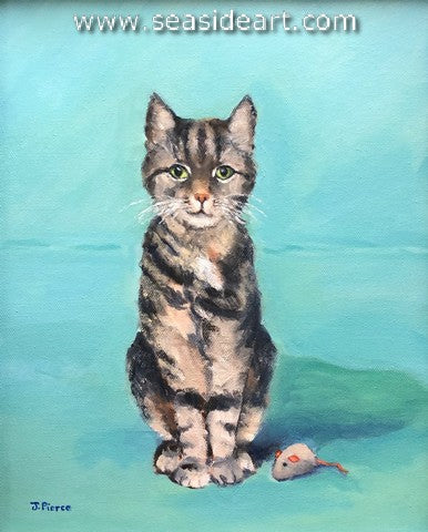 Bagged a Mousie is an oil painting by Janet Groom Pierce.