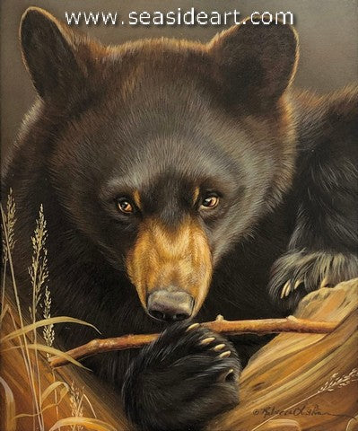 Bear Snacks (Bear Cub) watercolor painting by Rebecca Latham.