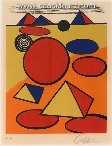 La Petite Pyramids is an original color lithograph by Alexander Calder.
