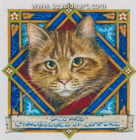 Connoisseurs of Comfort is a gouache on vellum painting by Debby Faulkner-Stevens.