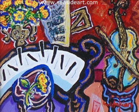 Evening Rhythm with Blues is an original acrylic painting by the artist, Berge Missakian 