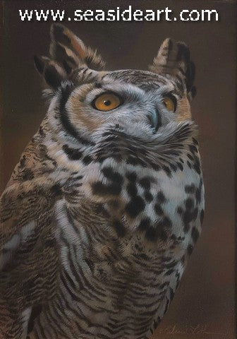 Eyes To the Sky (Great Horned Owl) is a watercolor painting by artist, Rebecca Latham.