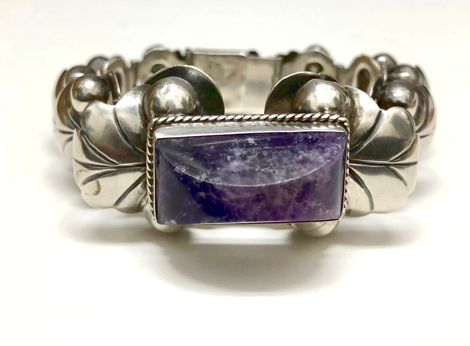 vintage Mexican silver and amethyst bracelet