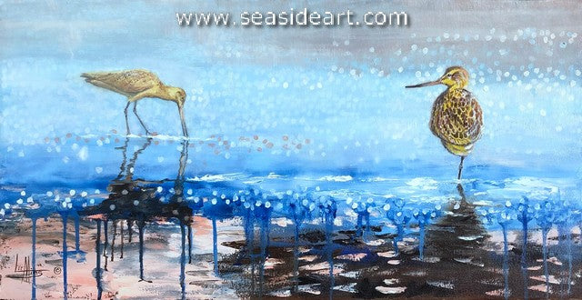 Godwit Flats an original oil painting on canvas by NC artist, Lee Mims