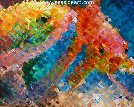 Goldenhead V is an oil painting by Cathy Yrizarry