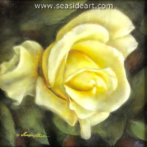 Ivory (White Rose) watercolor painting by Bonnie Latham.