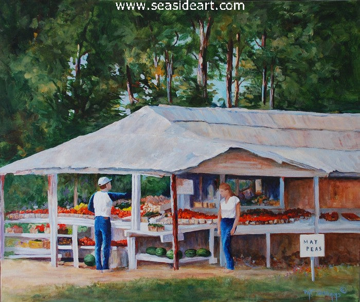May Peas, Anna Gallop's Roadside Market an original acrylic painting by OBX artist, Pat Williams.