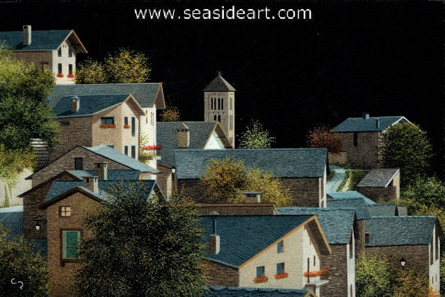 Pal, Andorra a gouache painting by artist, Christian Rzyski (Belgium)