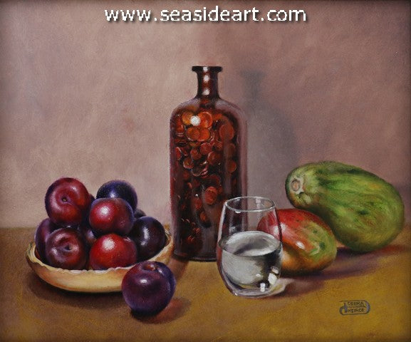 Pennies & Plums is an original oil painting  by  Debra Keirce. 