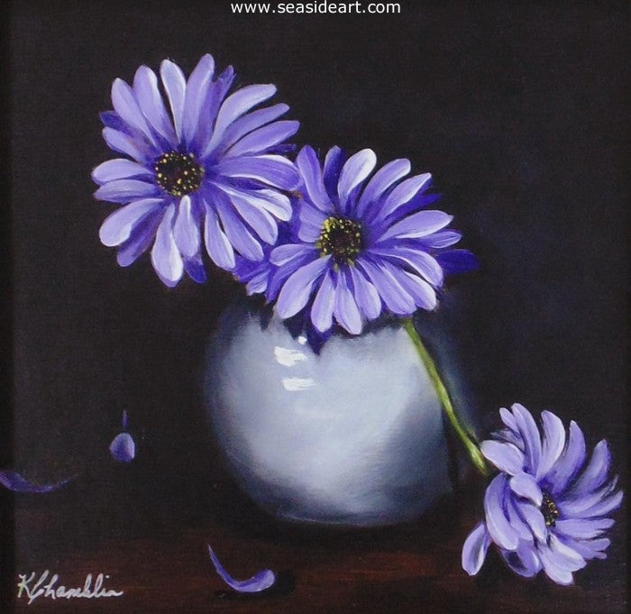 Purple Daisies is an oil painting by Karen Chamblin