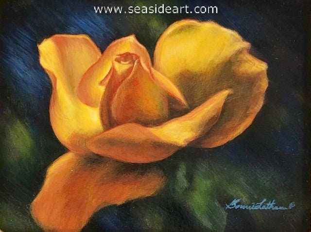 Resonant - Yellow Rose watercolor painting by artist Bonnie Latham.