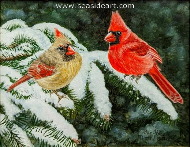 Romance in the Snow, is an oil painting by artist Beverly Abbott.