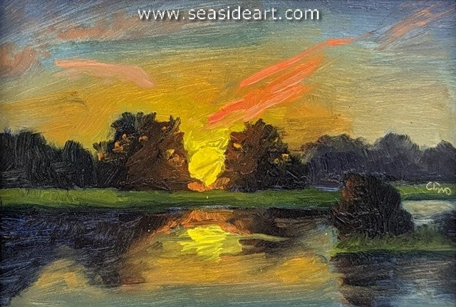 Simple Sunrise Lake is an original oil painting by artist Cori Dyson.
