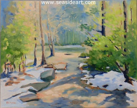 Spring Thaw (NC Mountains) is an oil painting by OBX artist Janet Groom Pierce.