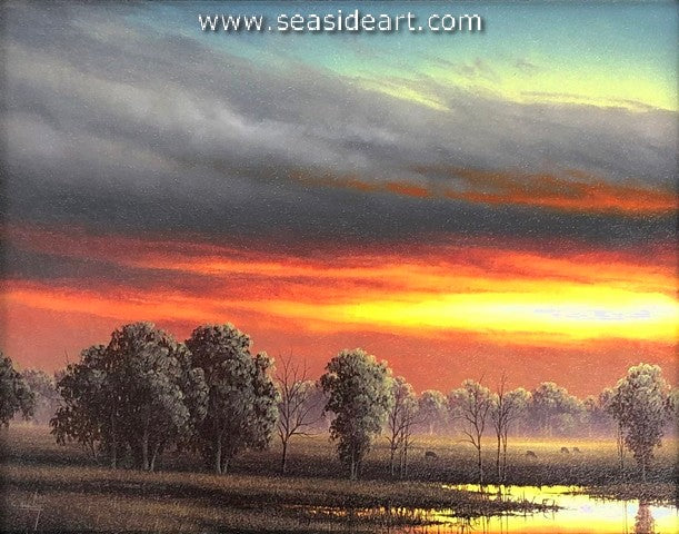 Streaming Sunset is an original oil painting by artist, Clifford Bailey.