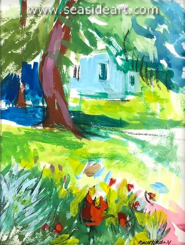 Tulip Garden is an original gouache painting by artist, Martha Hayden