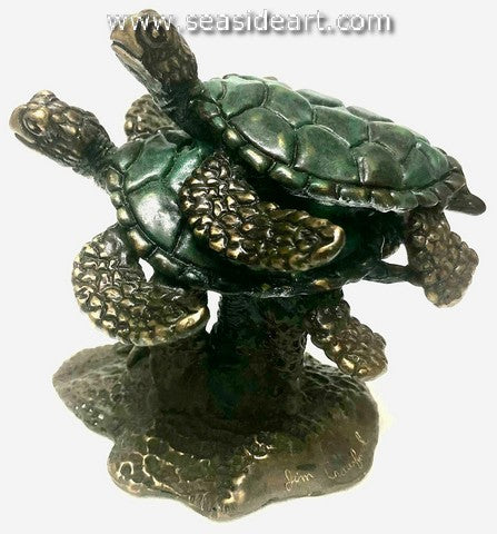 Turtle Play (One of a Kind) is a bronze sculpture by Jim Crawford