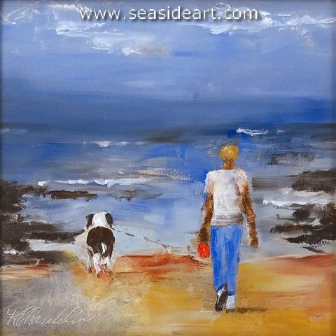 Walking the Dog is an original oil painting by artist Karen Chamblin