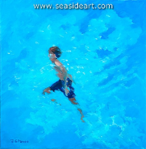 Young Pool Phantom is an acrylic  painting by OBX artist, Janet Groom Pierce. 