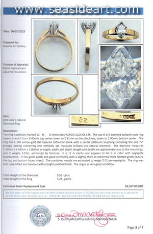 Diamond Engagement Ring 14kt Gold & Platinum-8 1/4