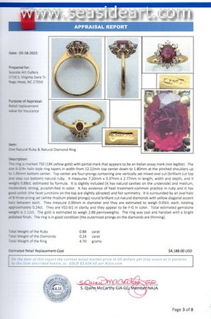 Ruby & Diamond Halo Ring-18K Yellow Gold