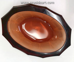 Beautiful Heavy Red Glass Bowl by Moser-"Desire"