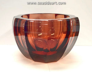 Beautiful Heavy Red Glass Bowl by Moser-"Desire"