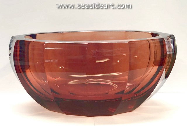 Beautiful Heavy Red Glass Bowl by Moser-"Desire"