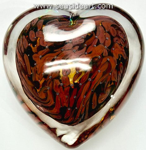 Heart Paperweight with Coral Red Spots