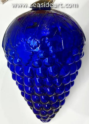 Large Antique German Cobalt Blue  Mercury Glass Christmas Kugel Ornament