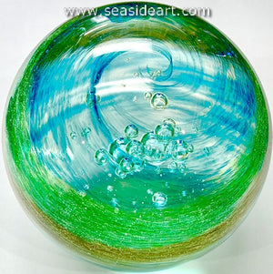 Round Paperweight with Interior Bubbles