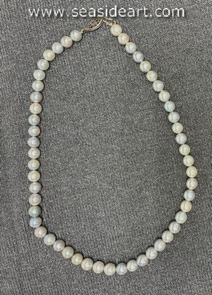 Gray Akoya Pearl Strand Necklace with Sterling Silver Clasp