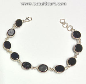 Sterling Silver Bracelet with Obsidian