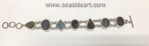 Sterling Silver Bracelet with Labradorite Cabochons