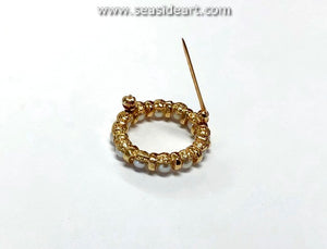 14K Yellow Gold Cultured Pearl Brooch